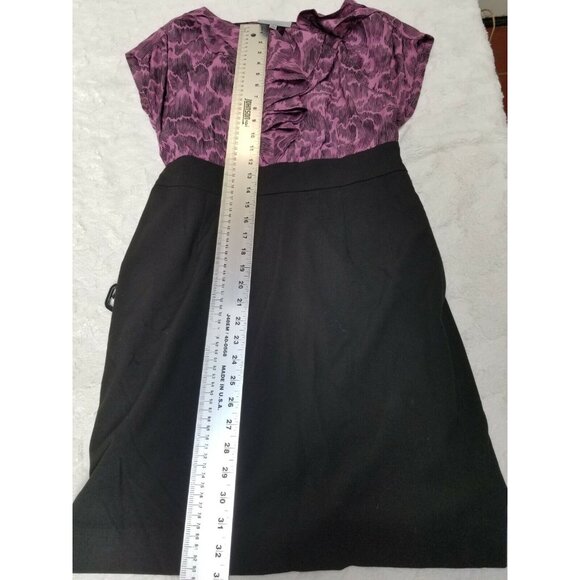 Classiques Entier Womens Ruffle Belted Sheath Dress Size 6 Pink Black Cap Sleeve - Picture 7 of 8